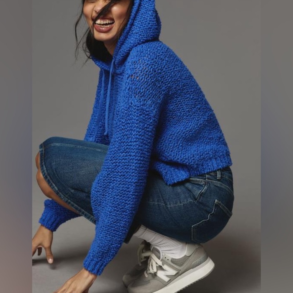 Anthropologie Pilcro Sailcloth Hooded Sweater Size XXS (Oversized) - Blue - NWOT - Picture 4 of 12